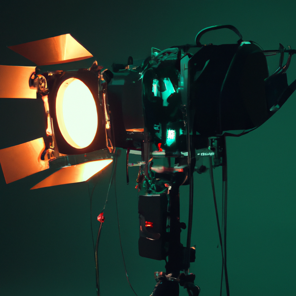 Set de rodaje de práctica con luces y cámara durante residencia